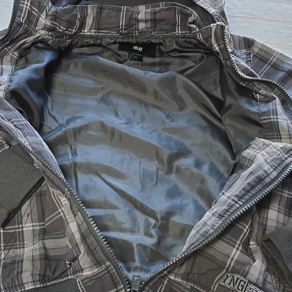 H&M Boys Plaid Hooded Jacket Boys Size 9-10 - Picture 7 of 13